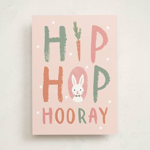 This is a coral greeting cards with standard by Carolyn MacLaren called bunny hop printing on signature in greeting cards