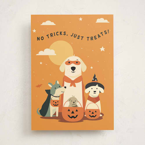 This is a persimmon greeting cards with standard by Tennie and Co. called all treats printing on signature in greeting cards