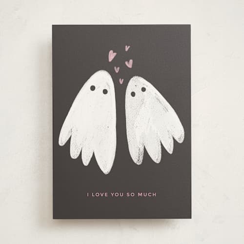 This is a shadow greeting cards with standard by Bramble Studio called spooky love printing on signature in greeting cards