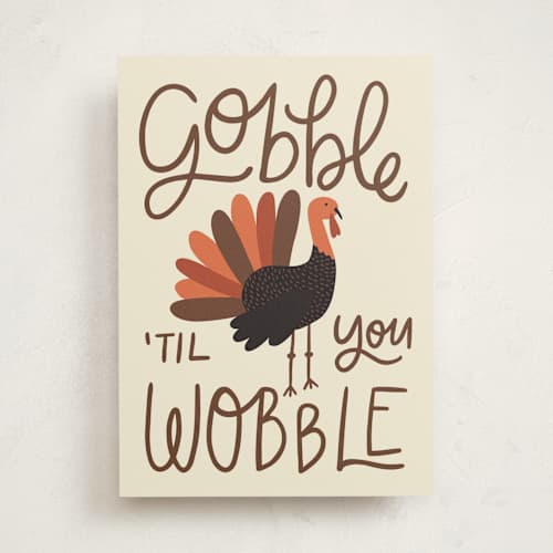This is a meringue greeting cards with standard by Darby McGuire called gobble 'til you wobble printing on signature in greeting cards