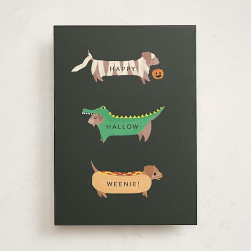 This is a seaweed greeting cards with standard by Itsy Belle Studio called hallow-weenie printing on signature in greeting cards
