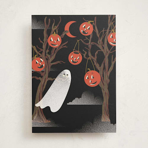 This is a pumpkin greeting cards with standard by Baumbirdy called pumpkin trees printing on signature in greeting cards