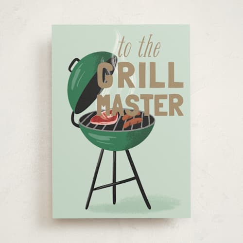 This is a mint fathers day cards with standard by Everett Paper Goods called grill-iant printing on signature in greeting cards