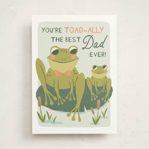 This is a frog fathers day cards with standard by Karidy Walker called toadally the best dad printing on signature in greeting cards