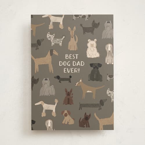 This is a bark fathers day cards with standard by Gabrielle Neil called best dog dad - hand painted pups printing on signature in greeting cards