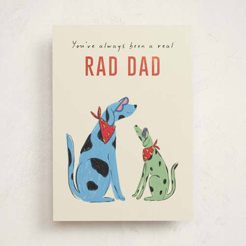 This is a ivory fathers day cards with standard by Pixel and Hank called rad dad printing on signature in greeting cards