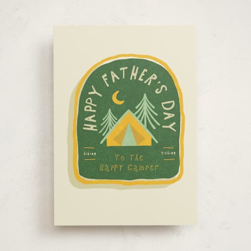 This is a pine fathers day cards with standard by Susan Zinader called the happy camper printing on signature in greeting cards