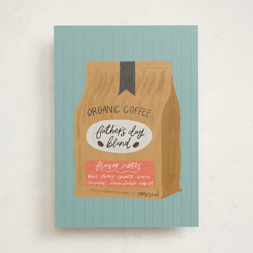 This is a coffee fathers day cards with standard by Erica Gingrich called father's day blend printing on signature in greeting cards