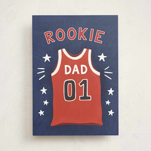 This is a navy fathers day cards with standard by Dawn Pope called rookie dad printing on signature in greeting cards