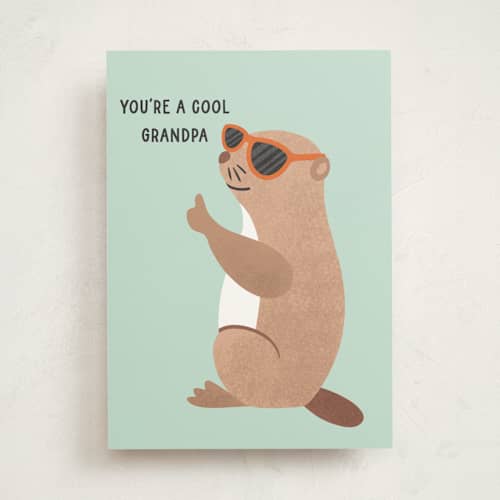 This is a mint fathers day cards with standard by Ester Bernaldo de Quiros called cool grandpa prairie dog printing on signature in greeting cards