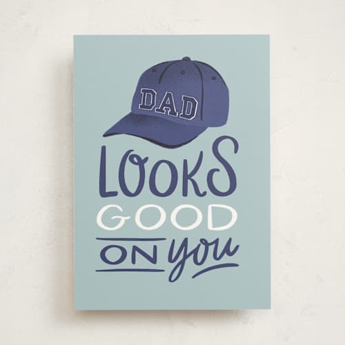 This is a navy fathers day cards with standard by Alethea and Ruth called dad hat printing on signature in greeting cards