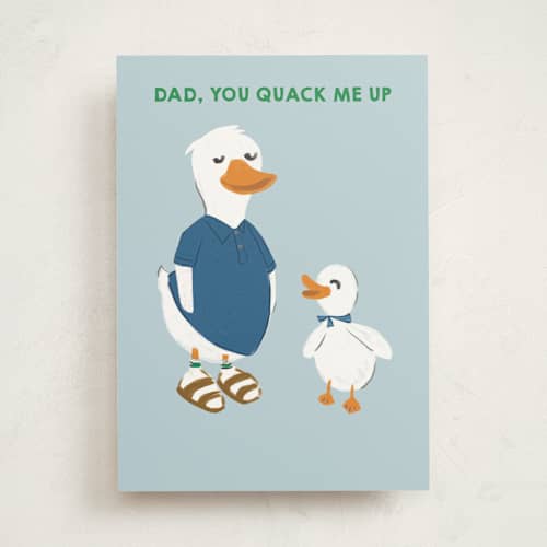 This is a sky fathers day cards with standard by Creo Study called lucky duck printing on signature in greeting cards