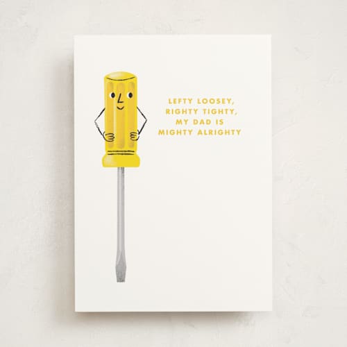 This is a cadmium fathers day cards with standard by mo kelley called mighty alrighty printing on signature in greeting cards