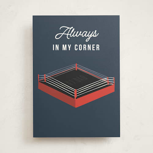 This is a navy fathers day cards with standard by Becky Nimoy called always in my corner printing on signature in greeting cards