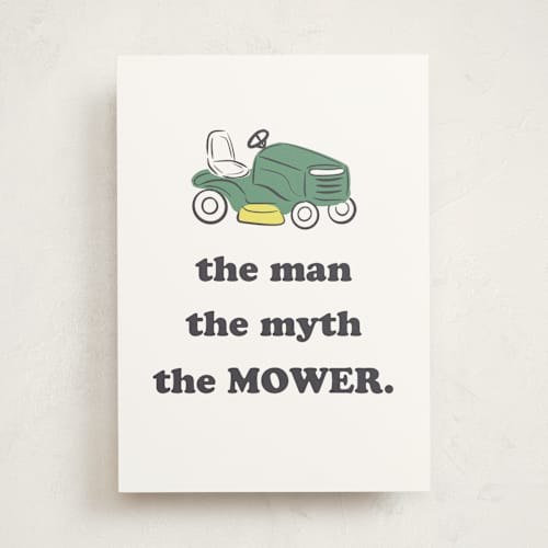 This is a chalk fathers day cards with standard by Itsy Belle Studio called man, myth, mower printing on signature in greeting cards