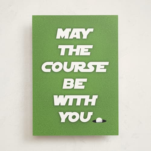 This is a tennis ball fathers day cards with standard by Becky Nimoy called may the course be with you printing on signature in greeting cards
