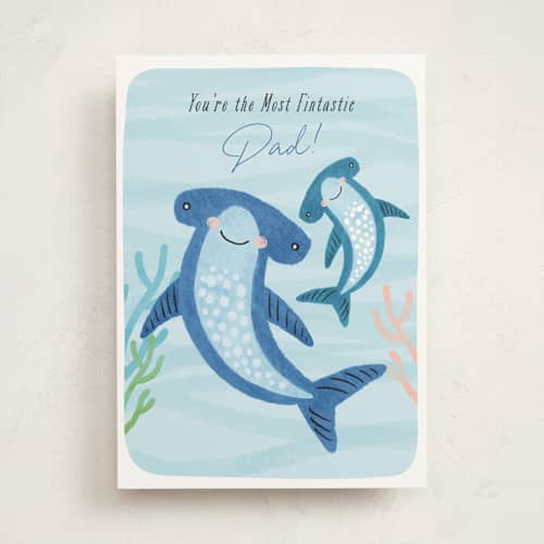 This is a aqua fathers day cards with standard by Susan Zinader called lil' hammerhead printing on signature in greeting cards