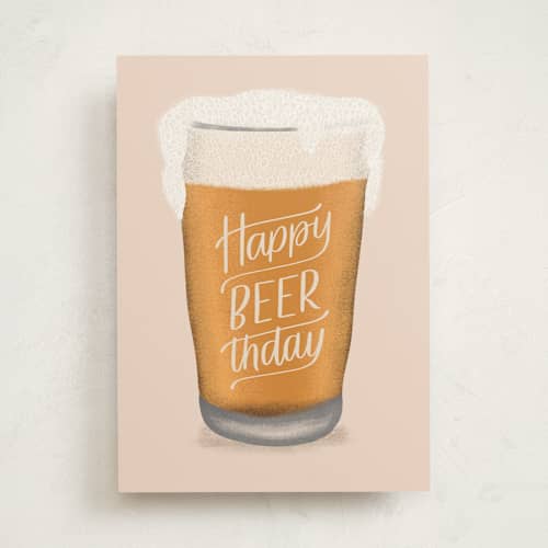 This is a barley birthday cards for him with standard by Carolyn Kach called happy beer-thday printing on signature in greeting cards