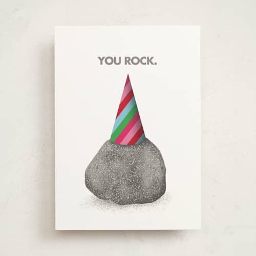 This is a rock birthday cards for him with standard by mo kelley called you rock printing on signature in greeting cards