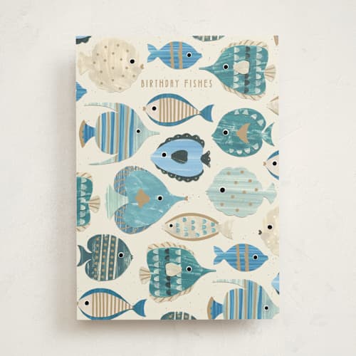 This is a sand birthday cards for him with standard by Sarah Knight called birthday fish printing on signature in greeting cards