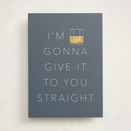 This is a navy birthday cards for him with standard by Nicole Senecal called straight whiskey printing on signature in greeting cards