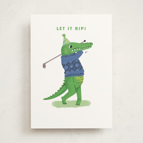 This is a viridian birthday cards for him with standard by mo kelley called let it rip printing on signature in greeting cards