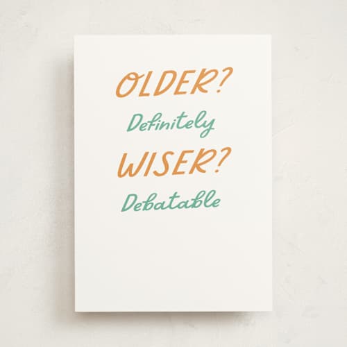 This is a tangerine birthday cards for him with standard by Brandy Folse called overrated printing on signature in greeting cards