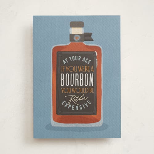 This is a denim birthday cards for him with standard by Susan Zinader called top shelf printing on signature in greeting cards