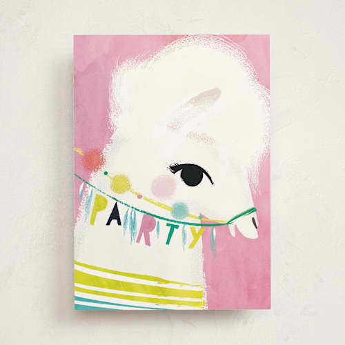 This is a bubblegum birthday cards for her with standard by Lori Wemple called llama birthday printing on signature in greeting cards