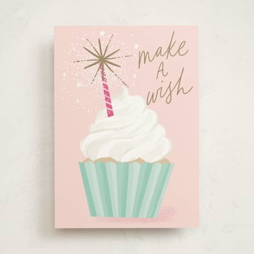 This is a rose birthday cards for her with standard by Everett Paper Goods called cupcake wishes printing on signature in greeting cards
