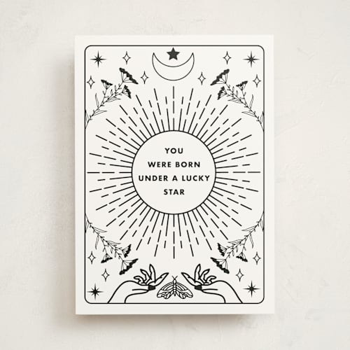 This is a snow birthday cards for her with standard by Maja Cunningham called lucky star printing on signature in greeting cards