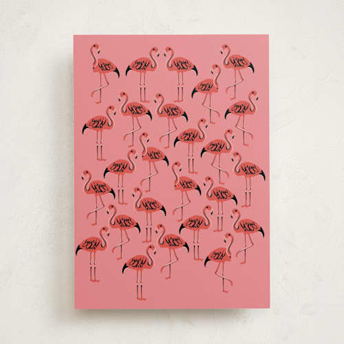 This is a flamingo birthday cards for her with standard by Baumbirdy called what the flock printing on signature in greeting cards