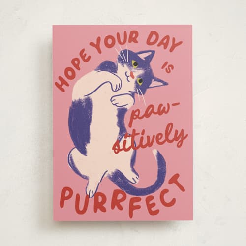 This is a guava birthday cards for her with standard by Everett Paper Goods called purrfect printing on signature in greeting cards