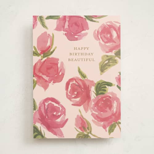 This is a rose birthday cards for her with standard by Teju Reval called pretty roses printing on signature in greeting cards