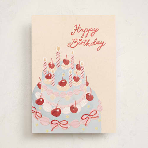 This is a cherry birthday cards for her with standard by Chi Doan called sweet whimsy birthday cake printing on signature in greeting cards