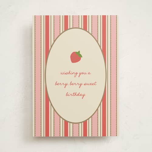 This is a strawberry birthday cards for her with standard by Susan Zinader called berry sweet printing on signature in greeting cards