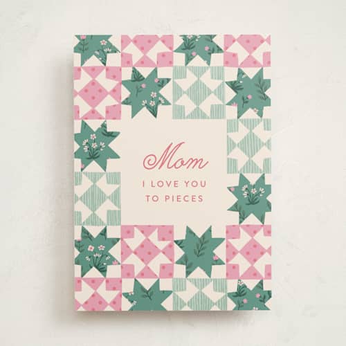 This is a blush birthday cards for her with standard by Jamie Alexander called quilted printing on signature in greeting cards