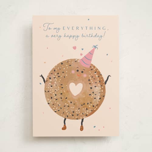 This is a blush birthday cards for her with standard by Kanika Mathur called everything bagel birthday printing on signature in greeting cards