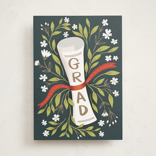 This is a spruce graduation cards with standard by Ana Sharpe called grad diploma printing on signature in greeting cards