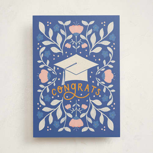 This is a royal graduation cards with standard by Brenda Bird called floral graduation printing on signature in greeting cards