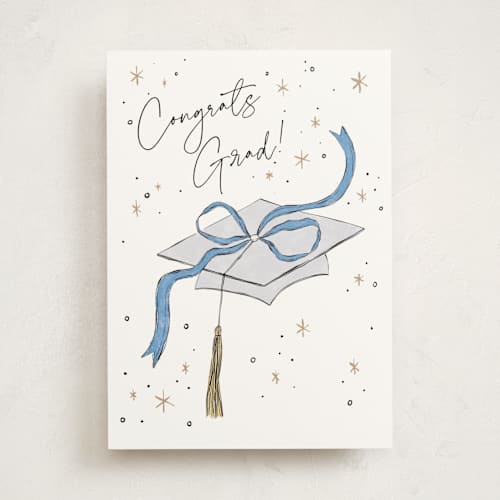 This is a diamond graduation cards with standard by Pixel and Hank called bow grad printing on signature in greeting cards