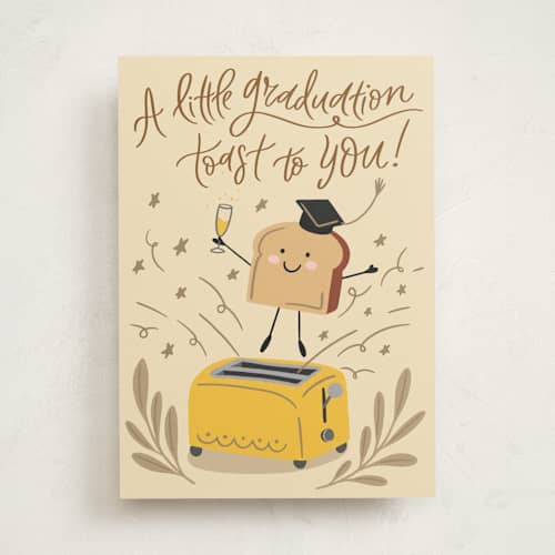 This is a butter graduation cards with standard by Yuliya Evseeva called pop the toast! printing on signature in greeting cards