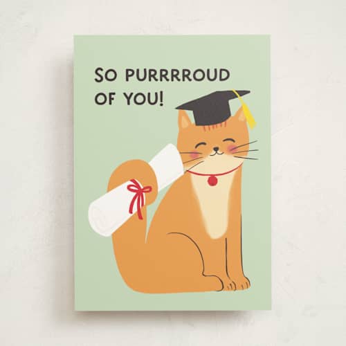 This is a mint graduation cards with standard by chocomocacino called nevis printing on signature in greeting cards