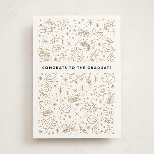 This is a kraft graduation cards with standard by Paper Raven Co. called iconic grad printing on signature in greeting cards