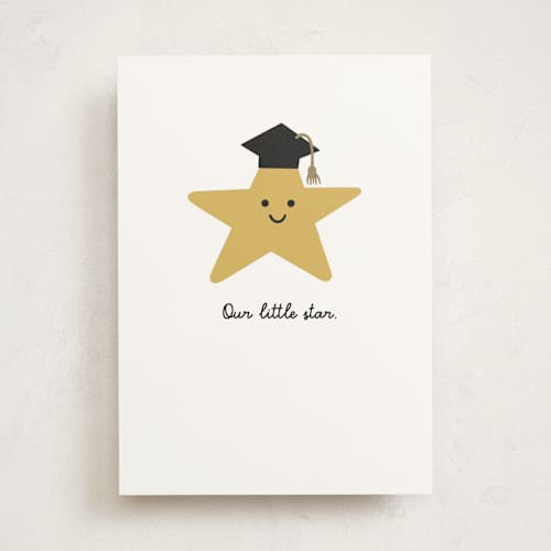 This is a butter graduation cards with standard by mo kelley called our little star printing on signature in greeting cards