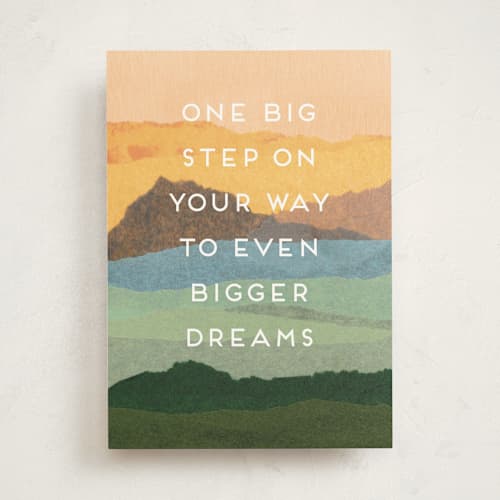 This is a dirt graduation cards with standard by Nicole Walsh called big step printing on signature in greeting cards