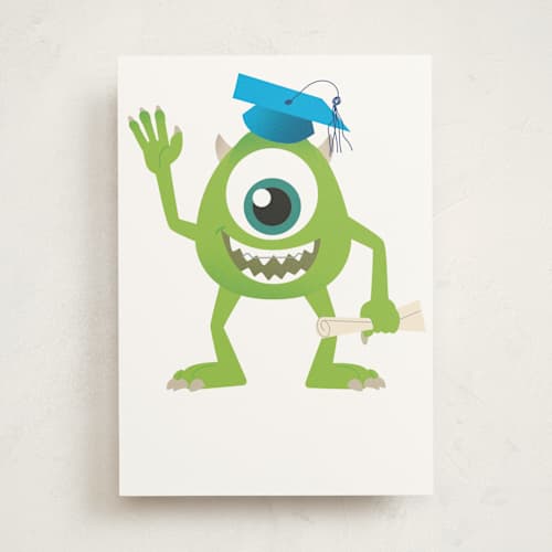 This is a leaf graduation cards with standard by Baumbirdy called disney and pixar's university printing on signature in greeting cards