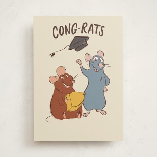 This is a buttercream graduation cards with standard by Lori Wemple called disney and pixar's cong-rats printing on signature in greeting cards