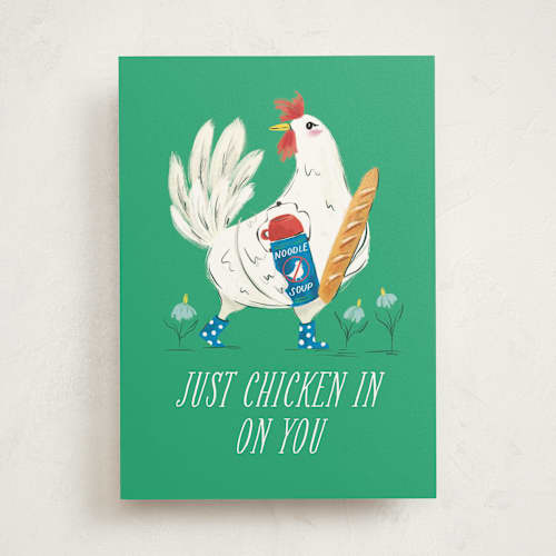 This is a putting green get well soon cards with standard by Jackie Crawford called chicken in on you printing on signature in greeting cards