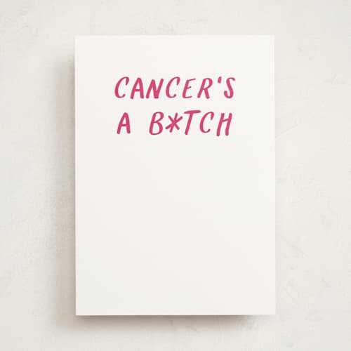 This is a peony get well soon cards with standard by Becky Nimoy called cancer is a b printing on signature in greeting cards